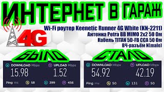 ИНТЕРНЕТ 4G В ГАРАЖЕ: Keenetic Runner 4G, Антэкс Petra BB MIMO, TITAN 5D-FB, ВЧ-разъём, SMAmale.