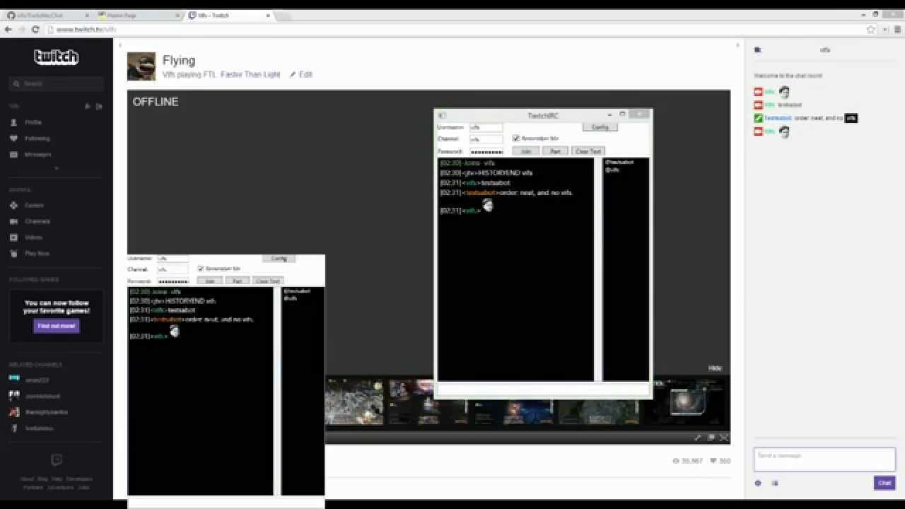 Using my twitch IRC client