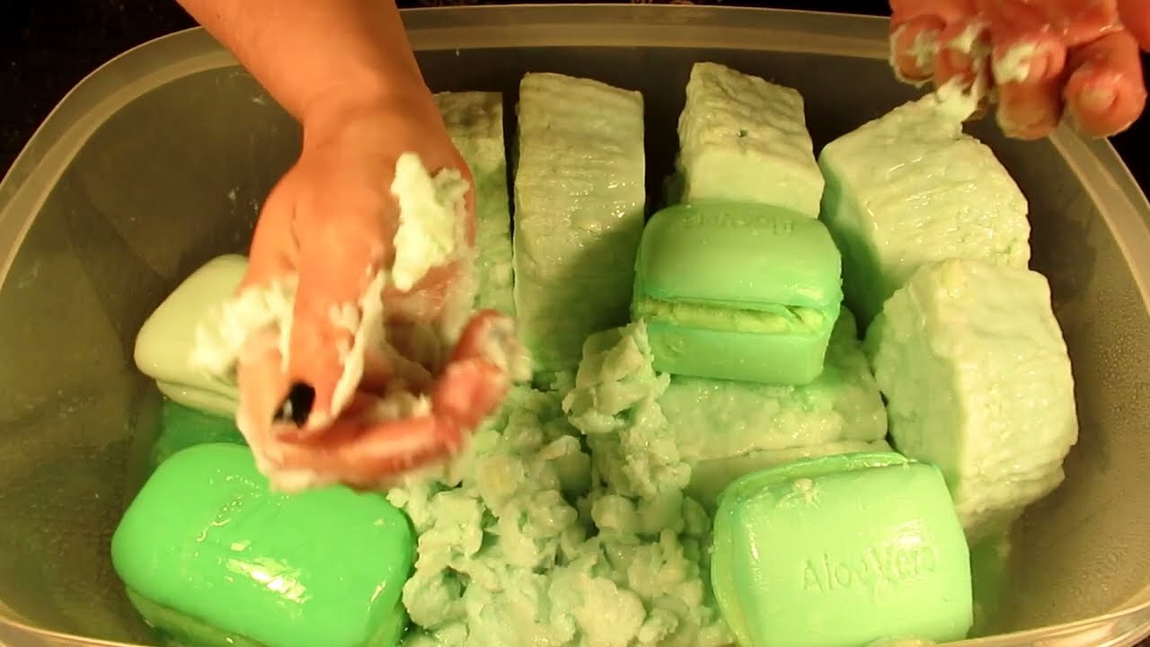Zest! ASMR 💚♻️ Irish Recycled Soaked Soap 💚♻️ Mushy Soap 💚♻️Vid 154 💚♻️ Fluffy Soap 💚♻️ Relaxing!