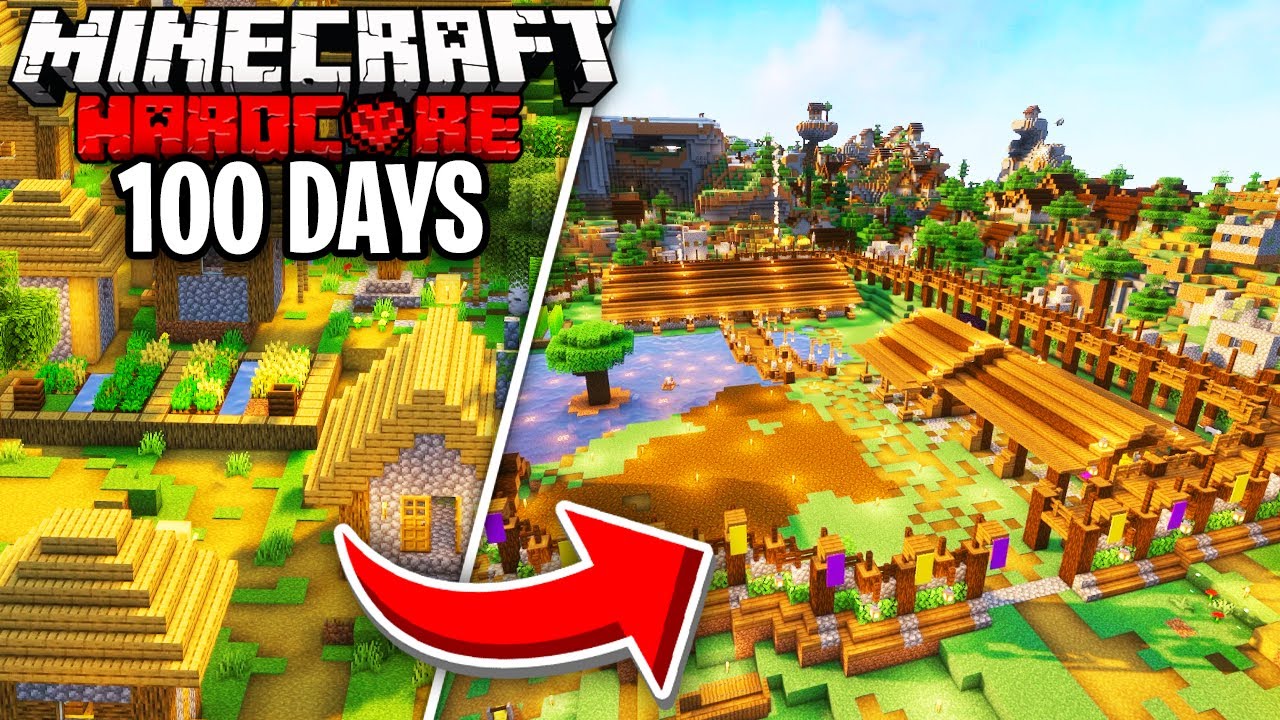 I Survived 100 Days in an INFINITE VILLAGE World in HARDCORE Minecraft ...