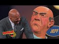 Famous ventriloquist jeff dunham  his puppet walter take on celebrity family feud with steve harvey