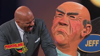 Famous Ventriloquist Jeff Dunham & His Puppet Walter Take On Celebrity Family Feud With Steve Harvey