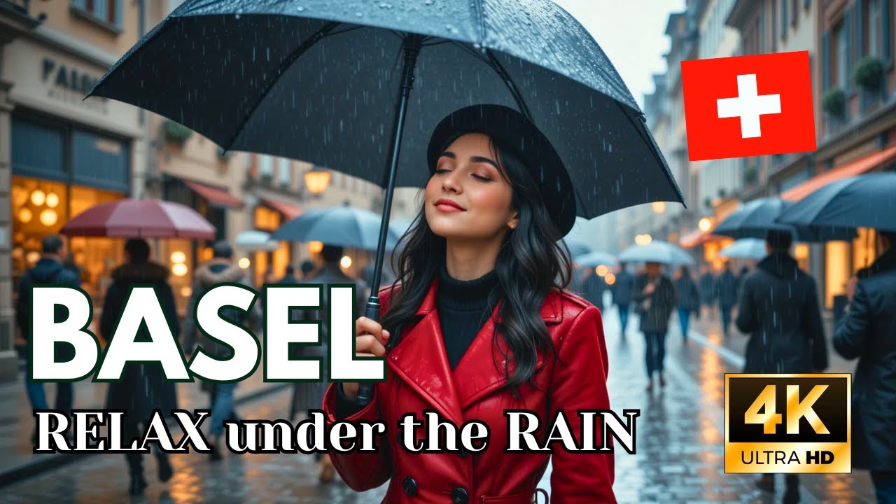 БАЗЕЛЬ, Швейцария 4K ✅ ПЕШЕХОДНАЯ ЭКСКУРСИЯ С ИСТОРИЕЙ С СУБТИТРАМИ - РАССЛАБЬТЕСЬ под ДОЖДЕМ 🌧️