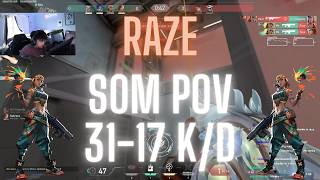 NRG s0m POV Raze on Split 31-17 K/D (VALORANT Pro POV)