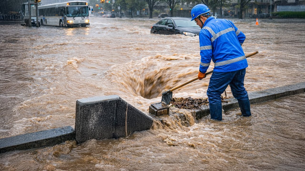 Road Flood Solution Clearing the Storm Drain