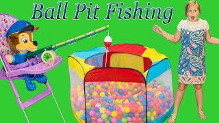 Paw Patrol goes Ball Pit FIshing with the Assistant