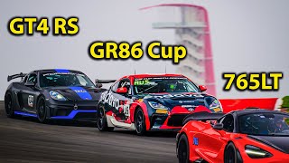 GT4 RS Chases Toyota GR86 Cup & McLaren 765LT | The speed difference might surprise you!