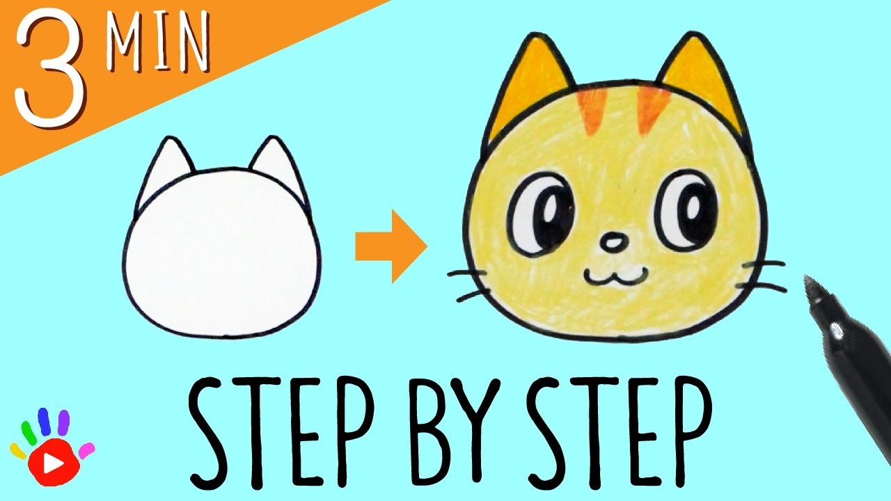 how to draw a cartoon cat face