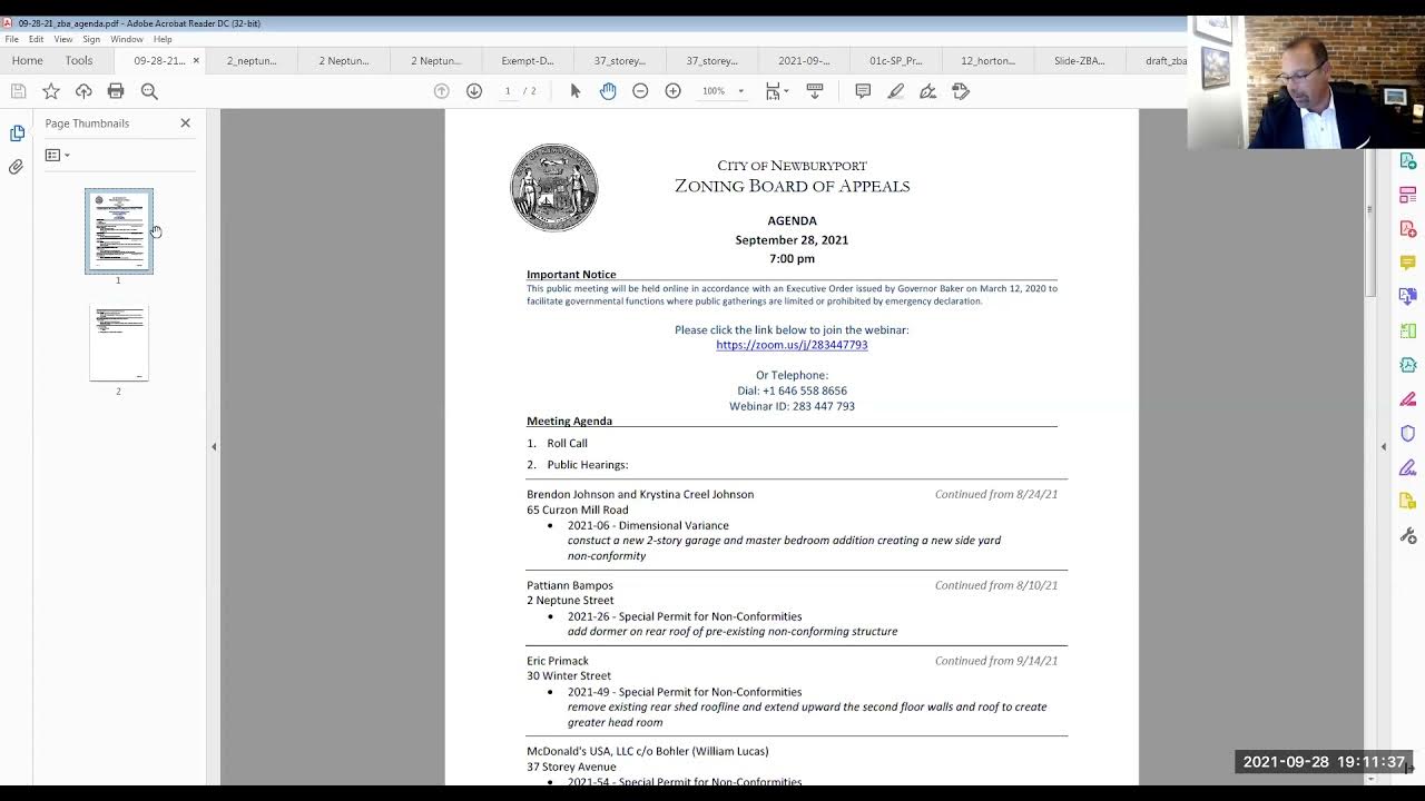 Newburyport Zoning Board of Appeals September 28, 2021 YouTube