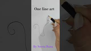 One continuous line Drawing of Simple cute Cat #ytshorts #art