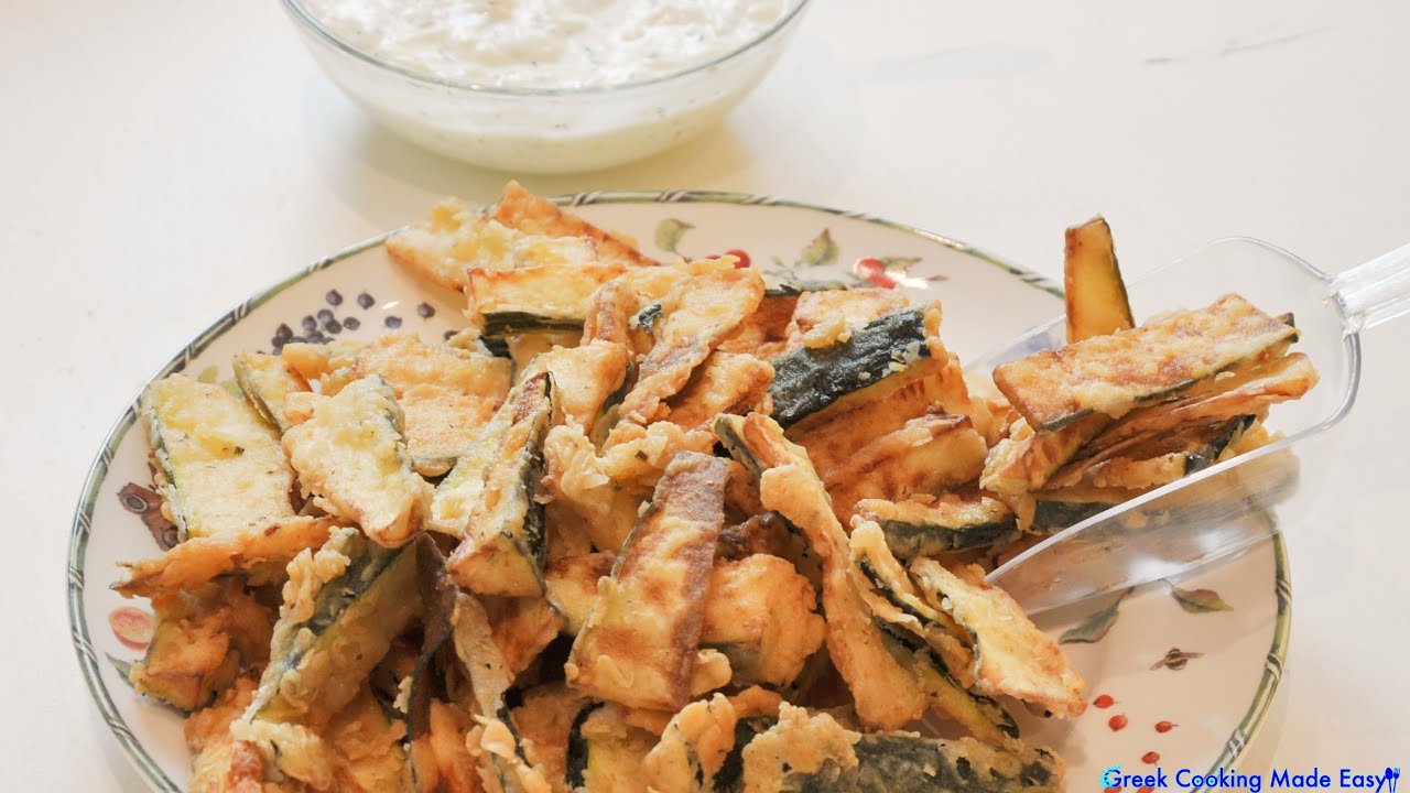 Fried, crispy, Zucchini sticks - Τραγανά, Κολοκυθάκια τηγανητά Στικς | Greek Cooking Made Easy