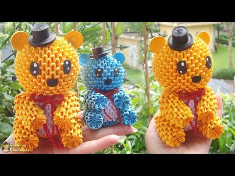 3d origami teddy bear tutorial | DIY mini paper teddy bear , home decoration idea