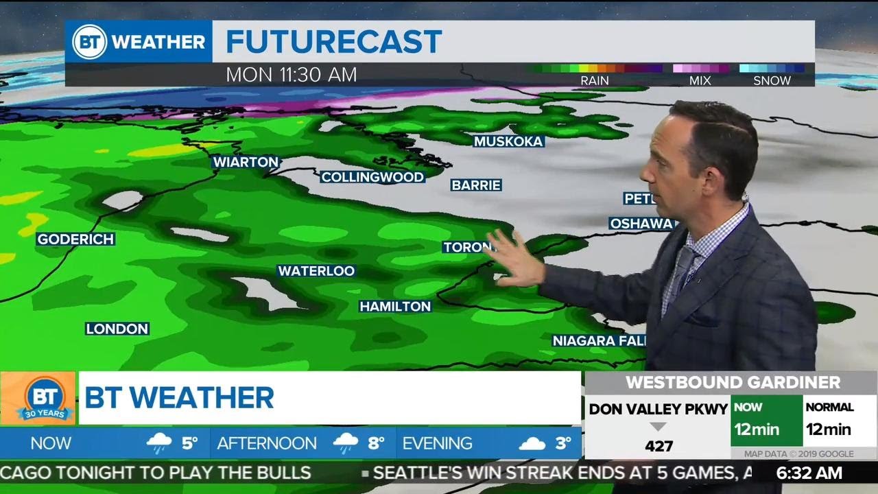 Warm, rainy and windy Monday - YouTube
