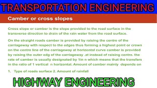 Camber||camber or cross slopes||uses of camber||parabolic camber||types of camber||cross slope ||rcd