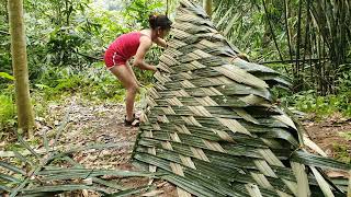 Build a shelter in the forest - Bushcraft life in the green forest