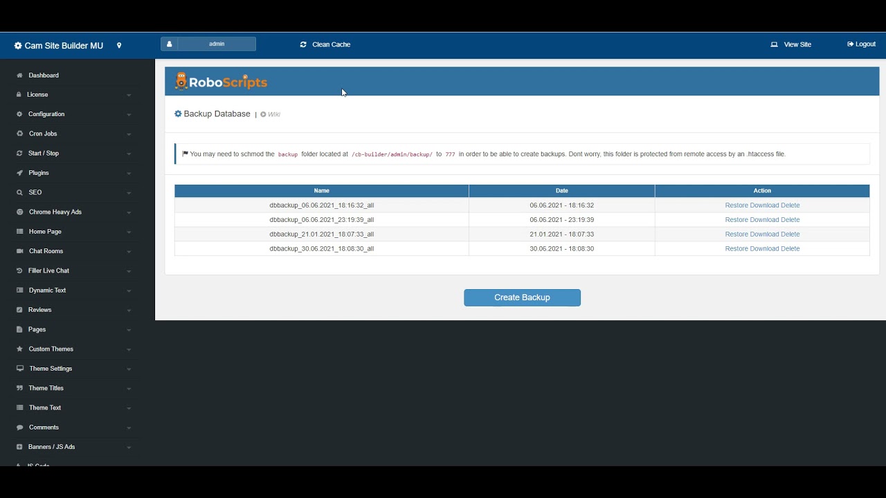 PHP Cam Script (v4) - Backup Database - YouTube