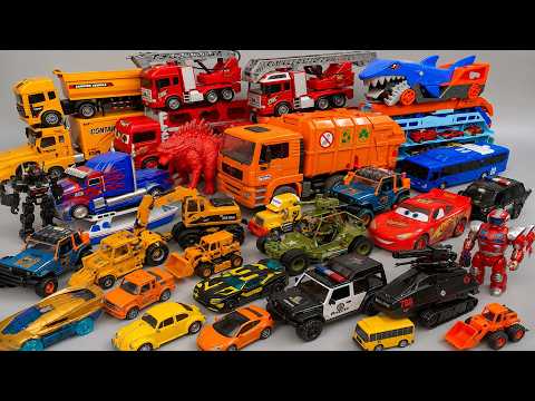 New! Crane, Truck, Mixer & Robot Battle Construction Excavator Vehicle Toy Set: TRANSFORMER DANGER!
