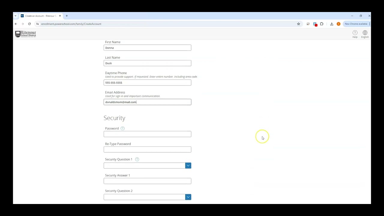 Powerschool Createaccount Ritenour Enrollment Account Creation in PowerSchool - YouTube