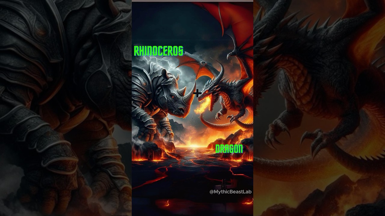Rhinoceros-Dragon Hybrid: Armored Power with Fiery Wings! 
