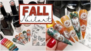 Herfst NAIL ART met stempels, glitters en wit pigment ♥ Beauty Nails Fun
