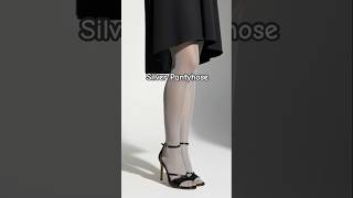 Shimmery Silver Hose Nylons Stockings Tights Legs Sandal Heels Stilettos Leg Feet Model