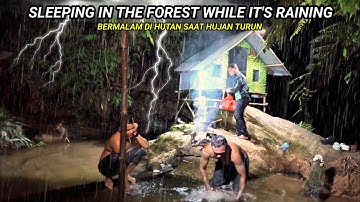 Diguyur hujan deras bermalam ditengah sungai, camping & fishing, relaxing rain sound 