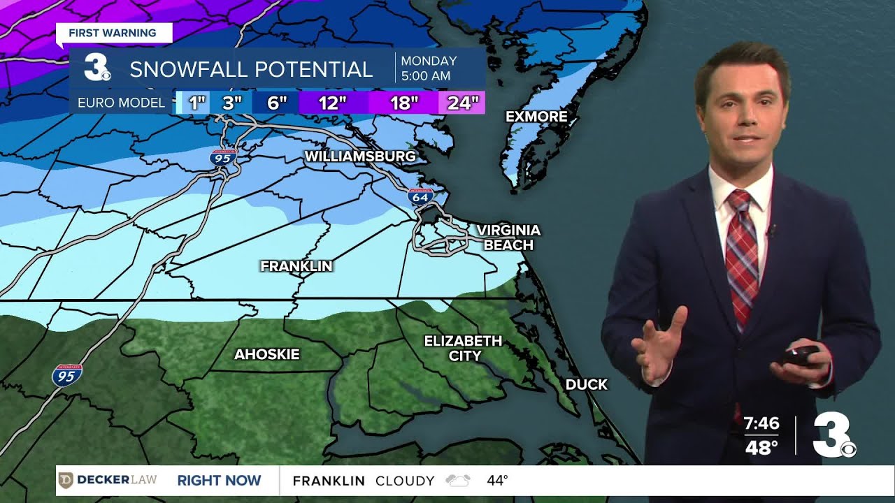 Possible snowfall totals for Virginia, North Carolina ahead of expected winter weather