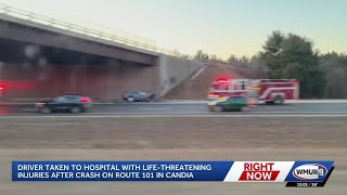 Driver taken to hospital with life-threatening injuries after crash on Route 101 in Candia