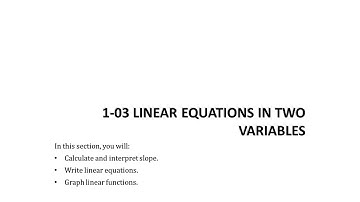 Precalculus 1-03 Linear Equations in Two Variables
