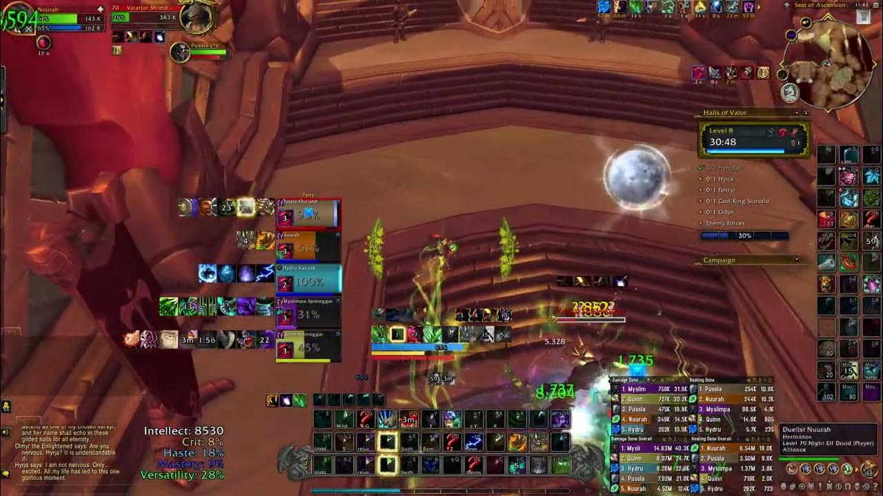 Quick Blast - Resto Druid Mythic +8 Tyrannical (PUG) - Halls of Valor