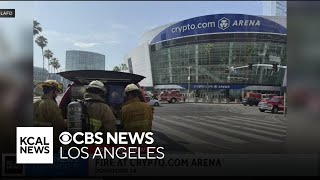 Firefighters Battle Fire At Crypto.com Arena