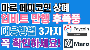 마로코인 페이코인 상장폐지 업비트 만행 후폭풍 (  대응방법 3가지)