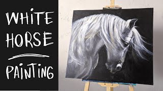 White Horse Painting / How to Paint a Horse / Acrylic