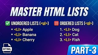 HTML Lists Tutorial in Telugu | Ordered, Unordered &amp; Description Lists in HTML