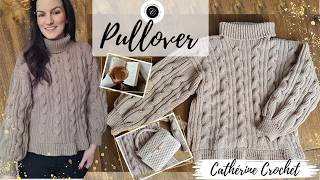 Pullover häkeln mit Zopfmuster / Rollkragen Pullover häkeln / Häkelpullover