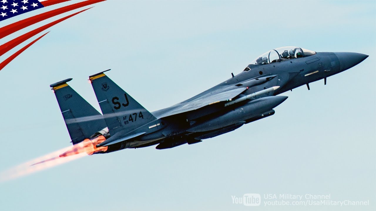 F 15e戦闘機のアフターバーナー全開テイクオフ アメリカ空軍 Youtube