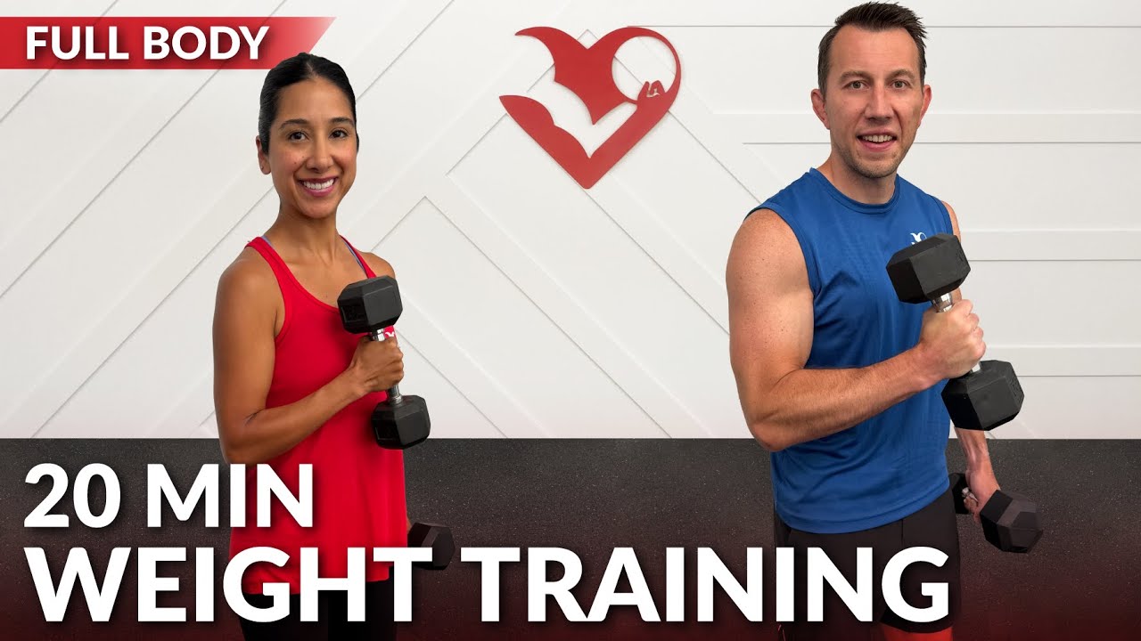 20 Min Weight Training for Weight Loss and Strength Full Body Dumbbell ...