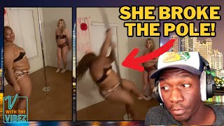 THICK Girl Pole Dance Came Crashing Down… And Crashed The Whole Party!