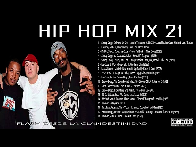 HIP HOP MIX 2023 Snoop Dogg, Dr. Dre, Nas, 2Pac, Eminem, DMX , 50 Cent,  Ice Cube, WC, Xzibit class=