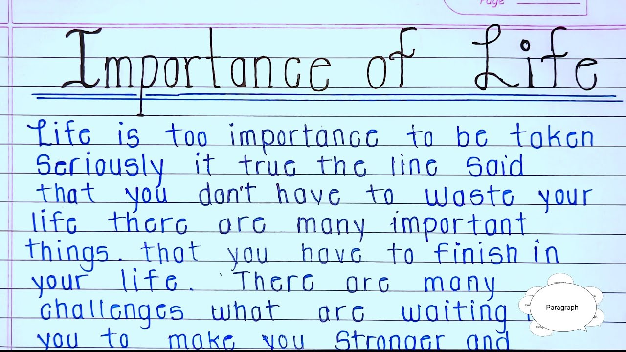 importance of life essay brainly