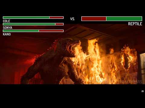 Cole, Sonya and Kano vs. Reptile fight WITH HEALTHBARS | HD | Mortal Kombat