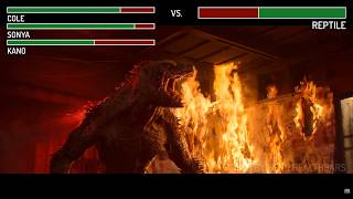 Cole, Sonya and Kano vs. Reptile fight WITH HEALTHBARS | HD | Mortal Kombat