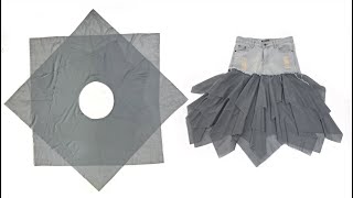 Recycle your old jeans into stylish skirt - Reuse & Recycling & Thrift flip ideas