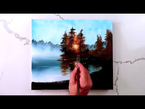How to paint Rocky Shore at Sunrise | Lonely Boat | Acrylic Landscape Painting