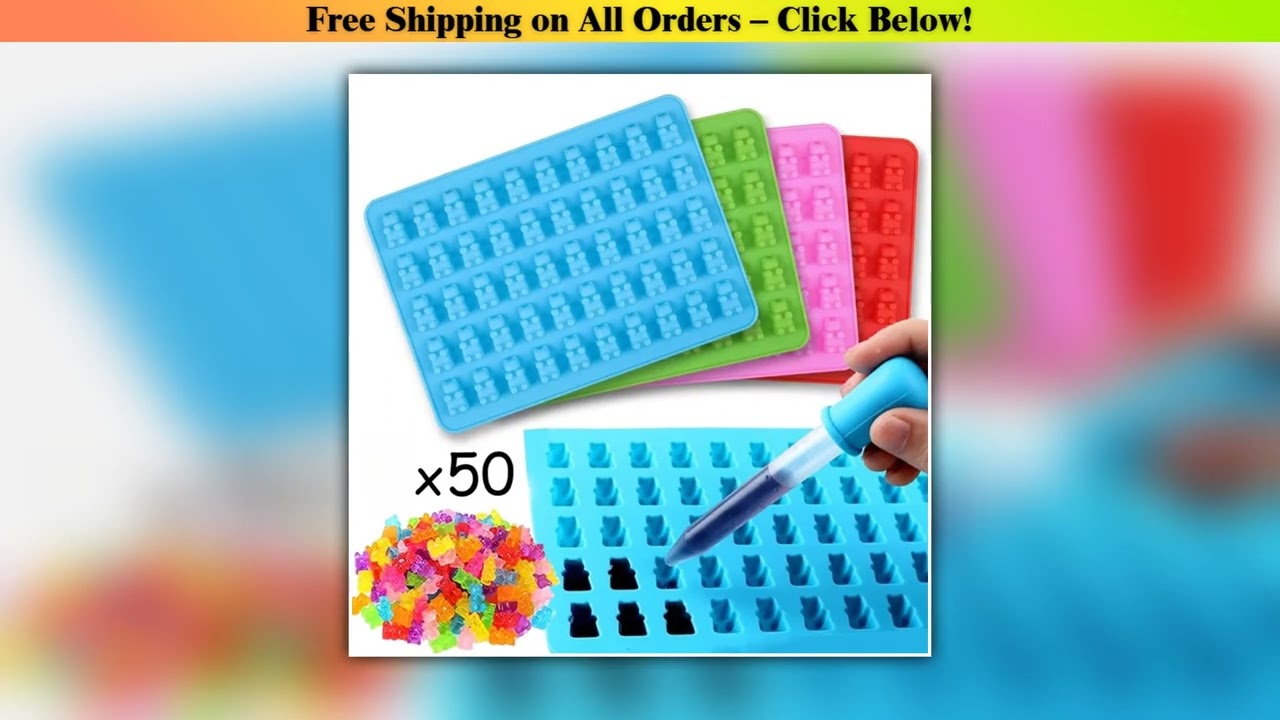 50-cell Gummy Bear Mold Silicone Molds Pastry With Dropper Fudge Chocolate Candy Making Molds DIY