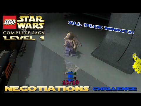 Lego Star Wars TCS: Ep 1 Chap 1 / Negotiations CHALLENGE (All Blue Minikits) - HTG