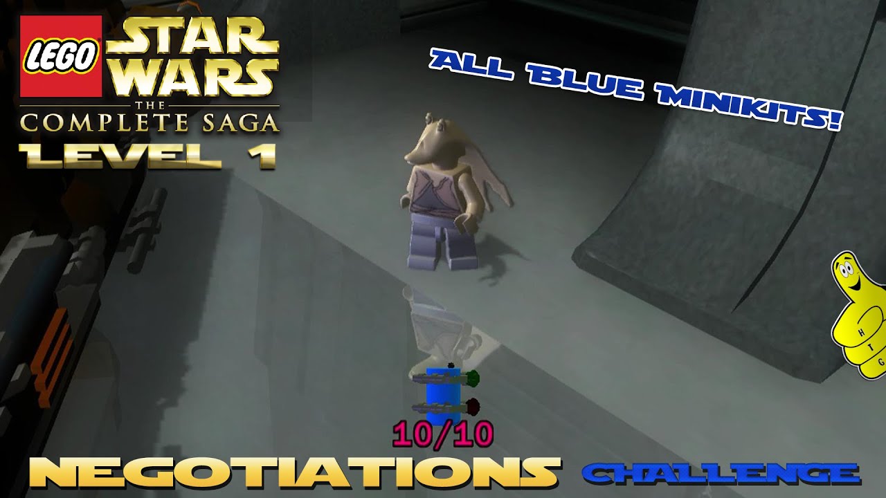 Lego Star Wars TCS: Ep 1 Chap 1 / Negotiations CHALLENGE (All Blue Minikits)  - HTG - YouTube
