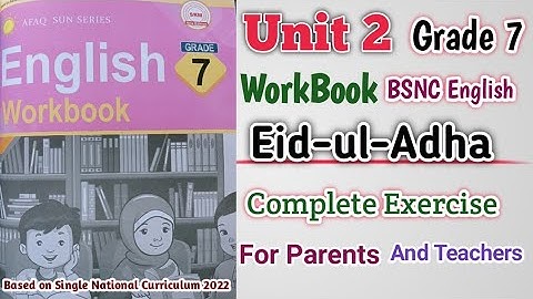 AFAQ Sun Series English Work Book 7 Unit 2 | Complete Exercise | BSNC 2022 | Sun Series New Addition
