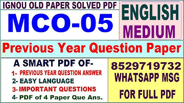 MCO 05 Previous Year Question Paper Solved in English || mco 05 important questions with answers
