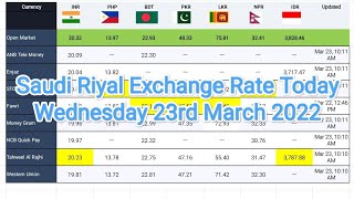 Saudi Riyal Exchange Rate Today Pkr , Inr , Bdt , Php , Lkr , Npr , Idr Wednesday 23-March-2022
